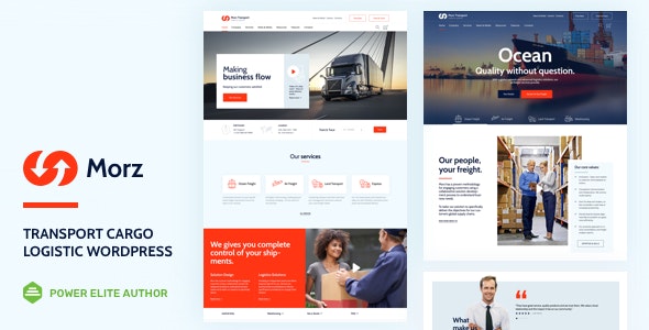Morz logistics WordPress theme homepage design for transport and freight companies