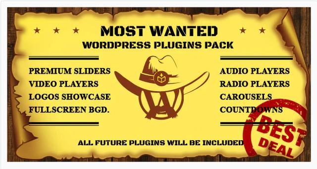 Most Wanted WordPress Plugins Pack – 31 premium WordPress plugins bundle for sliders, galleries, media players, and more