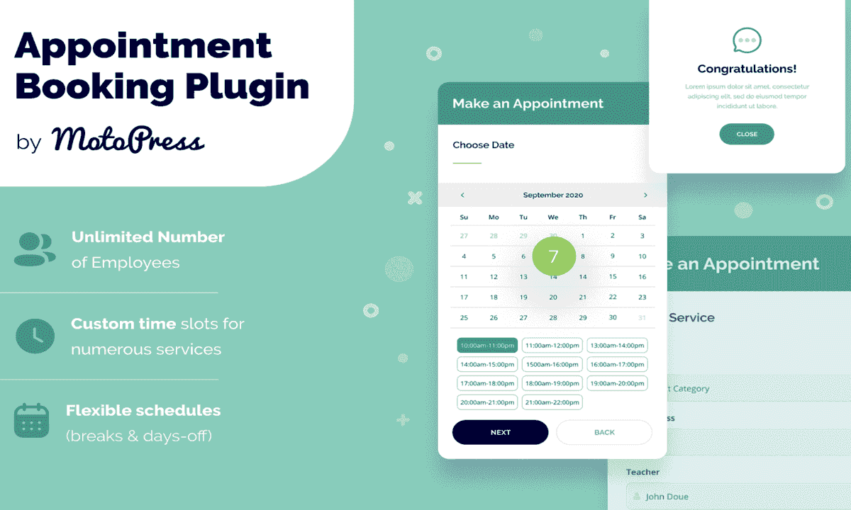 MotoPress appointment booking WordPress plugin dashboard interface