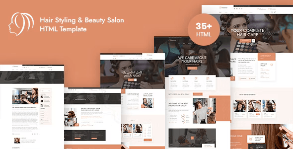 Mremot hair salon and barber shop HTML template preview showing clean minimalist layout
