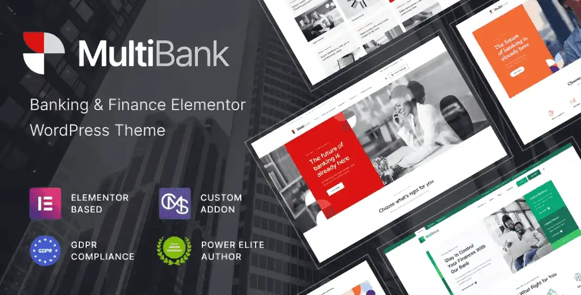 Multibank banking and finance WordPress theme demo showcasing loan calculator and financial services layout