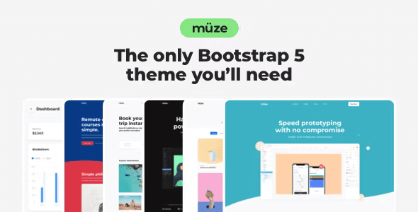Muze multi-purpose HTML5 template showcasing responsive Bootstrap 5 layouts