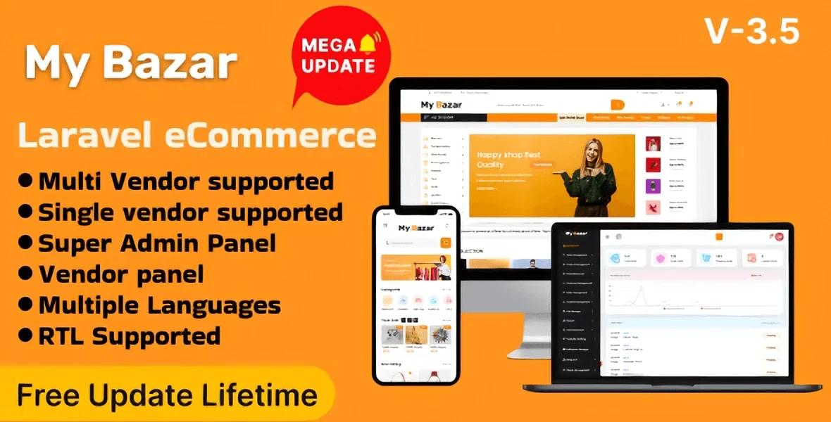 My Bazar Laravel multi-vendor ecommerce marketplace script interface
