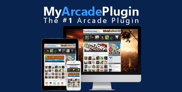 MyArcadePlugin Starter WordPress arcade plugin dashboard showing game import from 8 distributors
