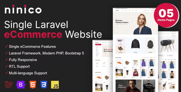 Ninico Laravel ecommerce script - minimalist online store template