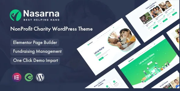 Nasarna nonprofit charity WordPress theme - modern and elegant design for charity websites