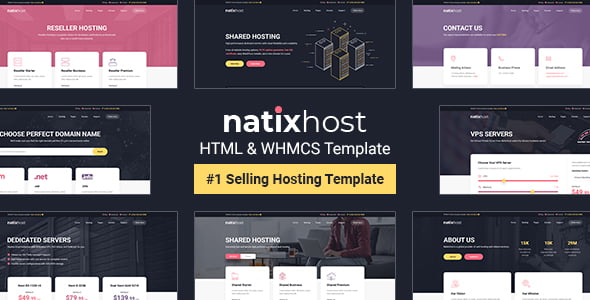 NatixHost modern WHMCS HTML template for web hosting businesses