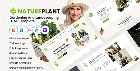 NaturePlant gardening and landscaping HTML template design preview