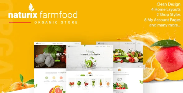 Naturix organic store HTML template preview with RTL support