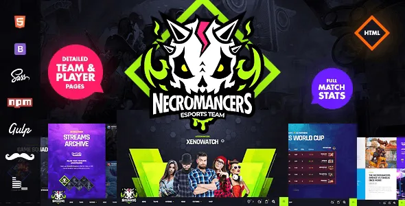Necromancers esports team HTML template full-screen responsive website design