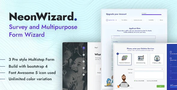 NeonWizard multi-step form wizard HTML template interface preview