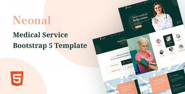 Neonal medical service Bootstrap 5 template homepage preview with healthcare sections and animations