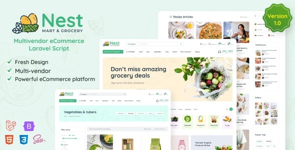 Nest multivendor organic and grocery Laravel ecommerce script