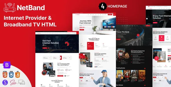 NetBand internet provider and broadband TV HTML template layout preview