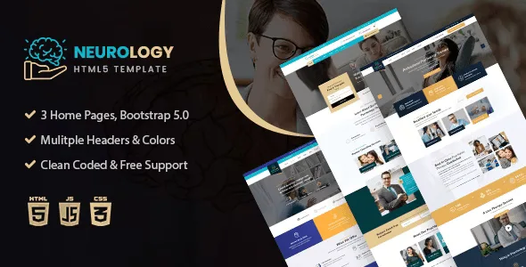 Neurology psychology and counseling HTML website template with colorful responsive design layout