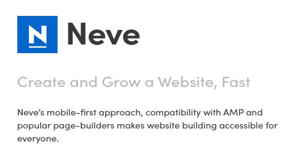 Neve Pro Addon WordPress plugin interface showcasing mobile-first responsive design and AMP compatibility features