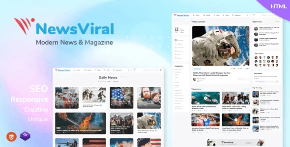 Newsviral modern news and magazine HTML5 template layout preview