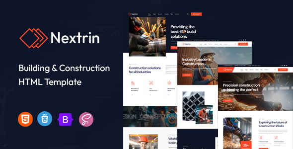 Nextrin Bootstrap 5 construction HTML template homepage design for industrial companies