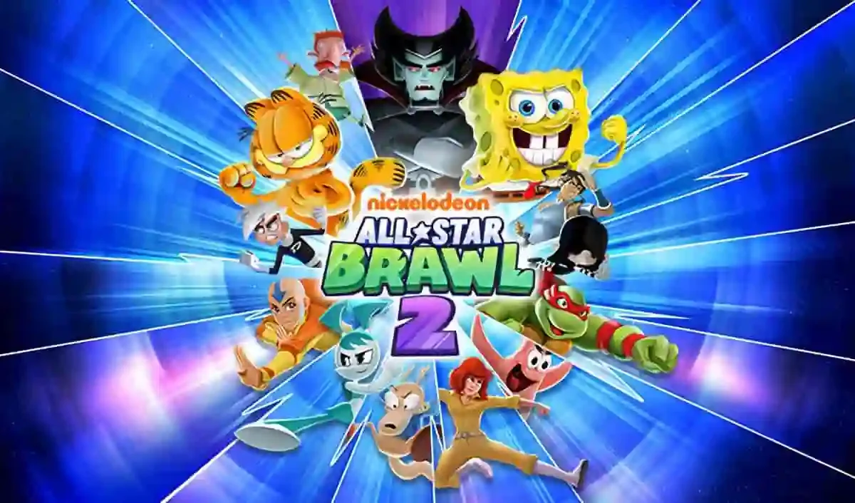 Nickelodeon All Star Brawl 2 PC fighting game cover with SpongeBob and TMNT characters