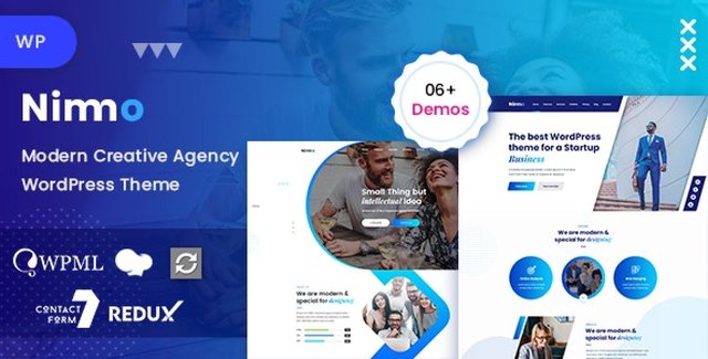 Nimmo creative one-page WordPress theme for app landing pages and modern business websites