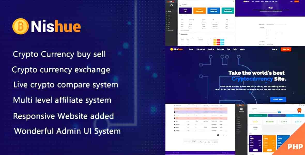 Nishue crypto exchange and lending PHP script dashboard with MLM commission interface