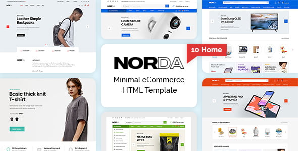 Norda minimal ecommerce HTML template responsive storefront preview