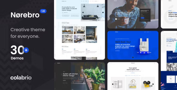 Norebro multipurpose WordPress theme showcasing modern responsive layouts