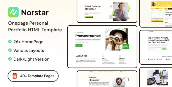 Norstar personal portfolio HTML template single-page layout preview