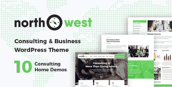Northwest consulting WordPress theme showing a professional corporate website layout with clean design and responsive sections