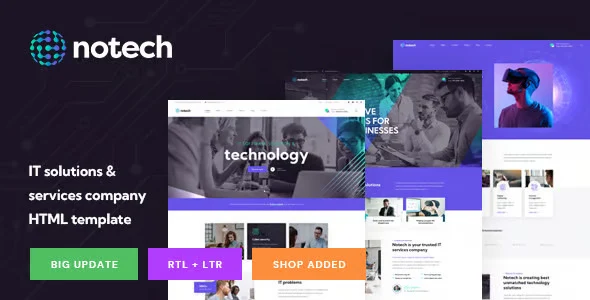 Notech IT Solutions Bootstrap 5 HTML template preview showing modern tech website layout