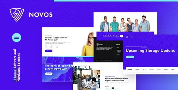 Novos IT company HTML5 template with Bootstrap 4 and Elementor PRO showing responsive business website design