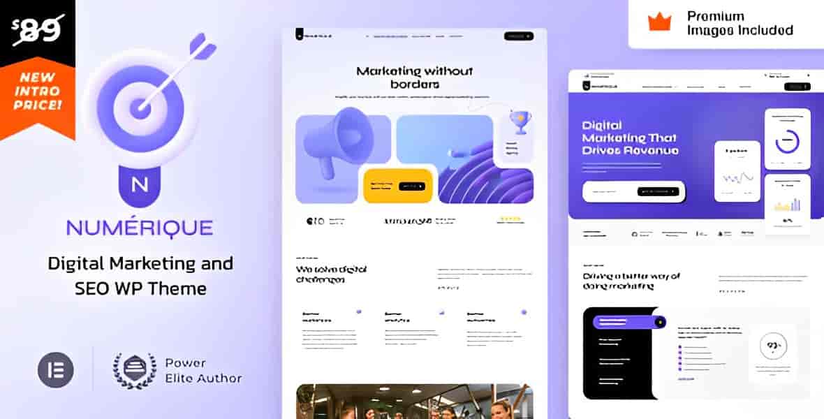Numérique SEO digital marketing WordPress theme with modern agency layout