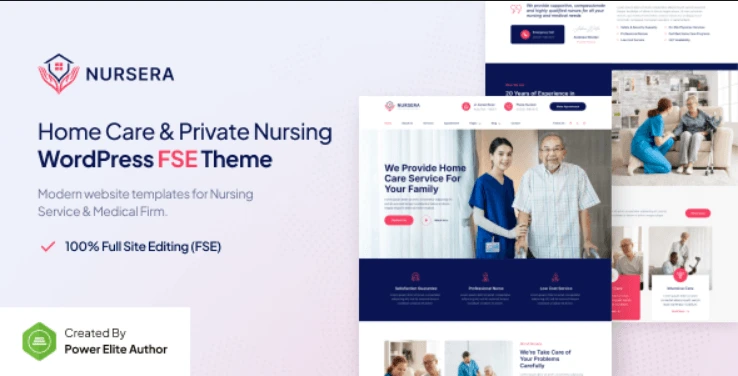 Nursera nursing WordPress theme healthcare website preview