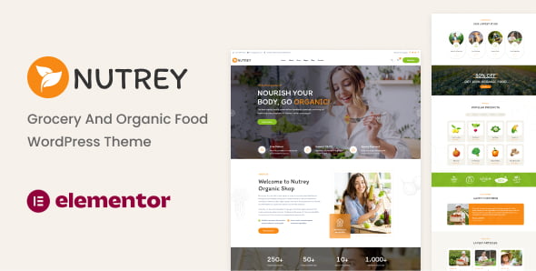 Nutrey organic food store WordPress theme with clean product-focused layout