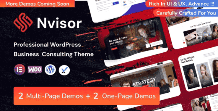 Nvisor business consulting WordPress theme homepage demo preview