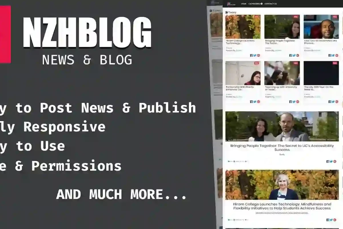 NzhBlog Laravel news website script dashboard and responsive blog platform interface