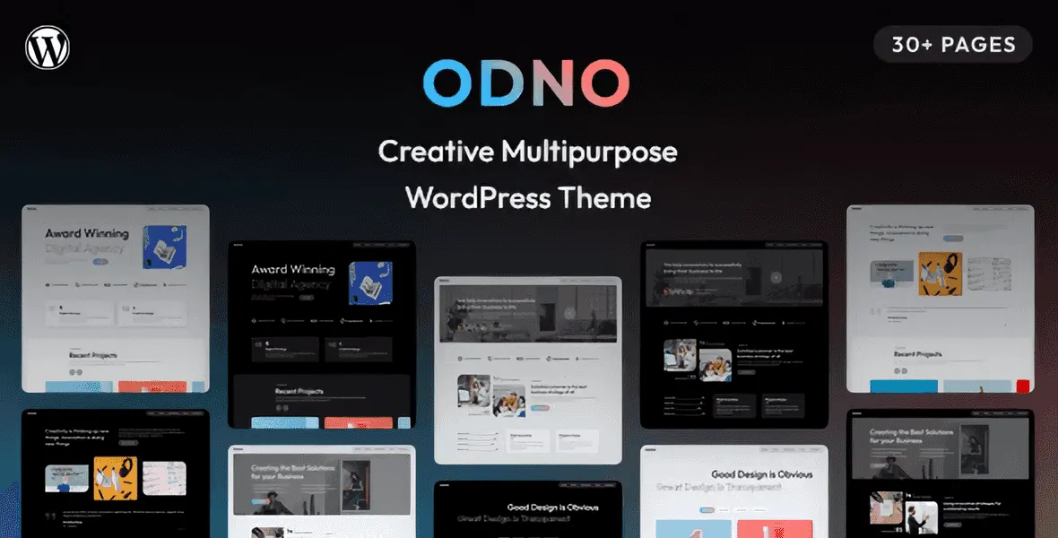 Odno creative multipurpose WordPress theme dark and light mode preview