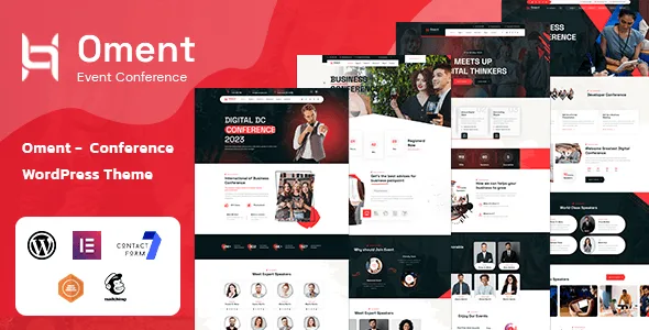 Oment event and conference WordPress theme with responsive design