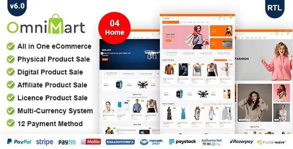 OmniMart e-commerce shopping platform PHP admin dashboard interface
