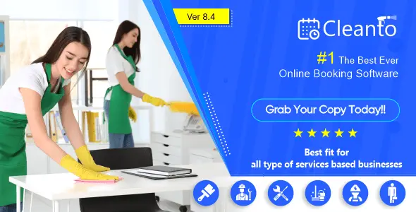 Cleanto cleaning company booking system PHP script interface
