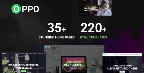 Oppo multi-purpose HTML template with 35+ homepage demos and Elementor PRO compatibility