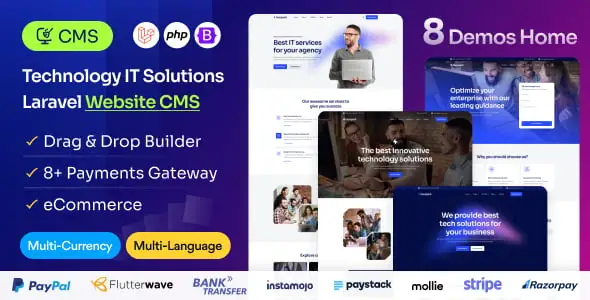 Optech Laravel PHP script for IT services and business consulting websites
