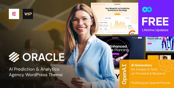 Oracle AI analytics WordPress theme preview for data science and AI agency websites