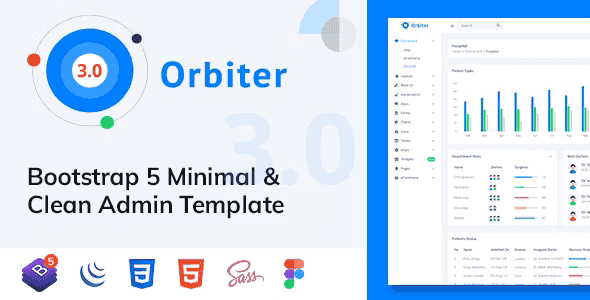 Orbiter minimal Bootstrap Laravel Vue admin template dashboard interface