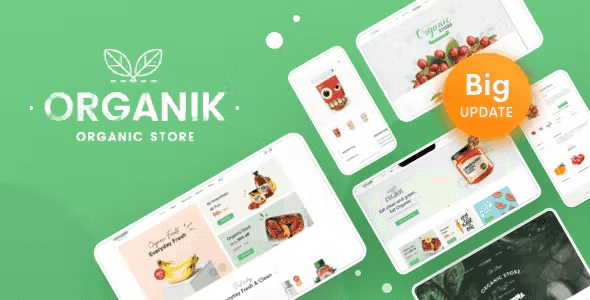 Organik organic food store WordPress theme showcasing a clean modern layout for farms and bakeries