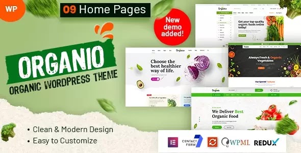Organio organic food store WordPress theme homepage preview