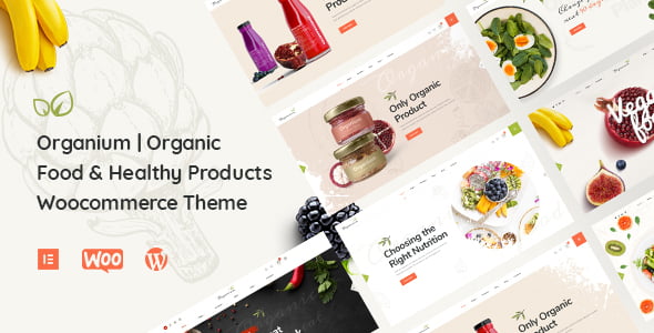 Organium organic food WooCommerce theme showcasing a clean minimalist layout for healthy product stores