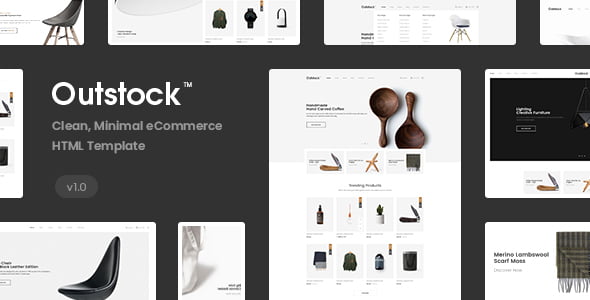 Outstock clean minimal Bootstrap 5 e-commerce HTML template preview for multi-purpose online stores