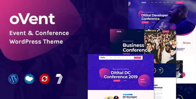 Ovent event and conference WordPress theme homepage layout