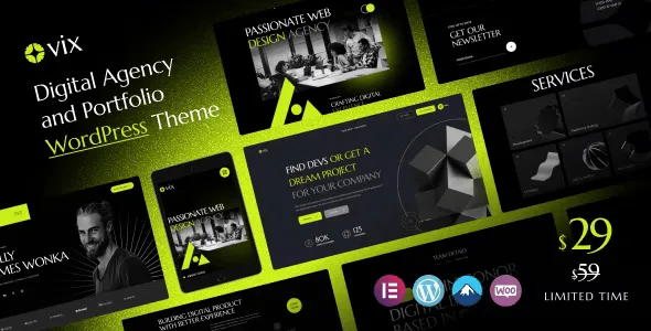 Ovix digital agency and creative portfolio WordPress theme homepage preview
